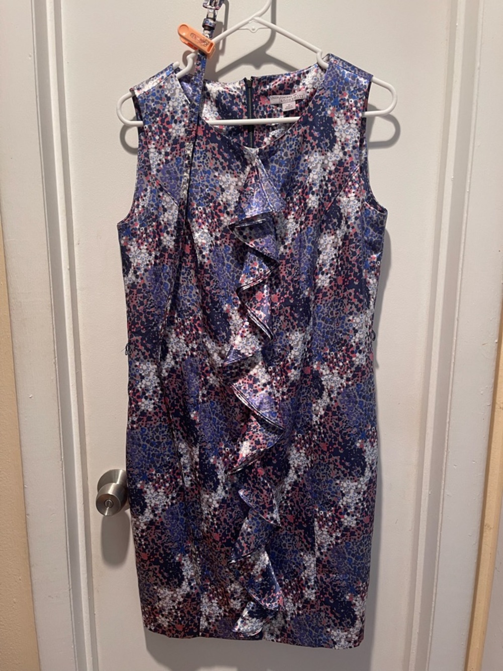 Julie Chaiken for anonymity Sleeveless Print Ruffle Front Dress w/belt Size 10